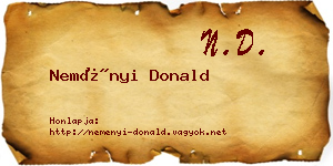 Neményi Donald névjegykártya